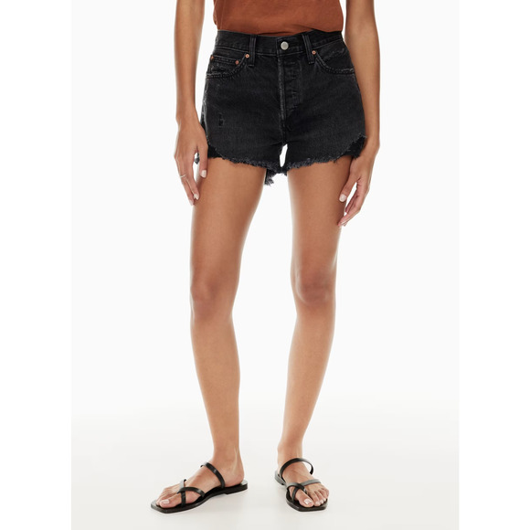 Aritizia Denim Forum The Ex Boyfriend Short Black Eyeliner High Rise Cutoffs 26 - Picture 9 of 9